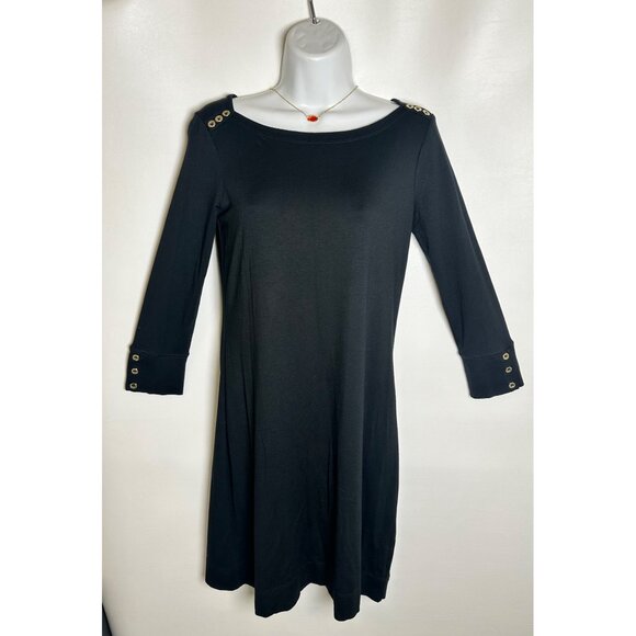 Lilly Pulitzer Sophie Dress Onyx, XS Black  With Button Details - Picture 3 of 9